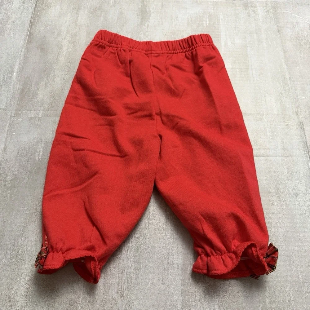 NWOT All Mine Christmas Baby 12 months 2 Piece Outfit Embroidered Tree Plaid Red
